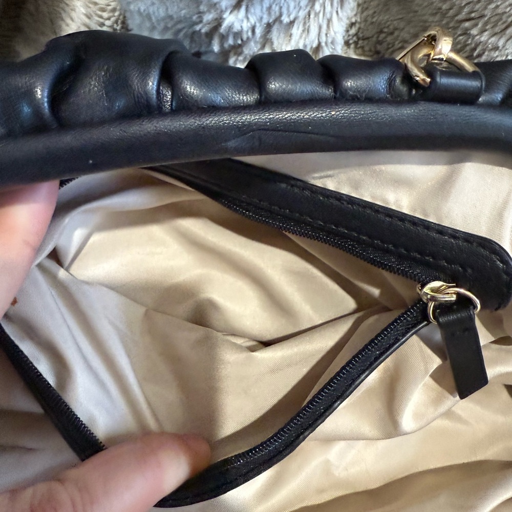 INC Black Faux Leather Clutch with Gold Chain Strap - Picture 4 of 5